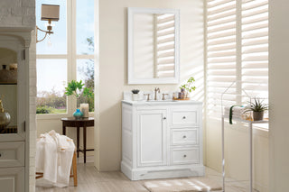 37.25 Inch De Soto Freestanding Vanity in Bright White / Ethereal Noctis Top