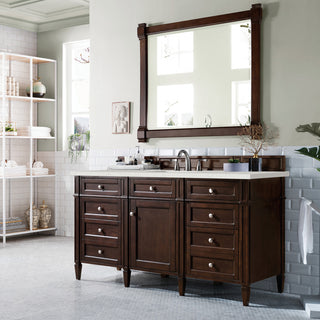 60 Inch Brittany Freestanding Vanity in Burnished Mahogany / Lime Delight Top