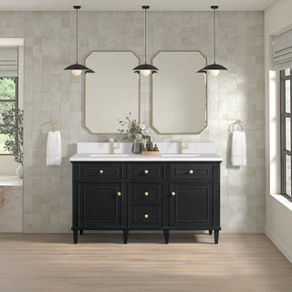 60 Inch Lorelai Freestanding Vanity in Black Onyx / White Zeus Top