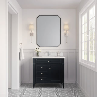 36 Inch Brittany Freestanding Vanity in Black Onyx / White Zeus Top