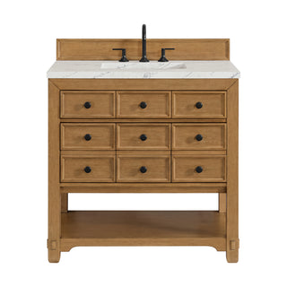 36 Inch Malibu Freestanding Vanity in Amber Birch / Ethereal Noctis Top