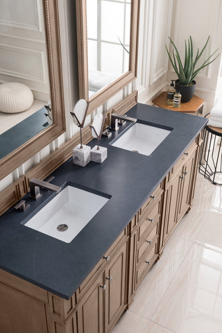 72 Inch Bristol Freestanding Vanity in Whitewashed Walnut / Charcoal Soapstone Top
