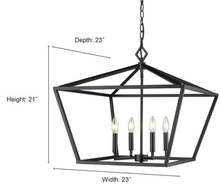 4-Light Pendant light Matte Black