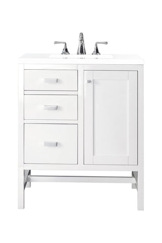 30 Inch Addison Freestanding Vanity in Glossy White / White Zeus Top