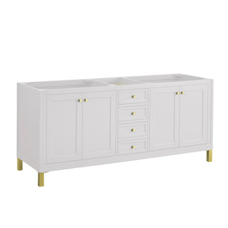 72 Inch Chicago Freestanding Vanity in Glossy White / Carrara White Top