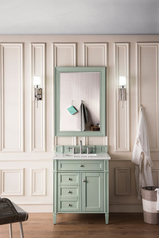 30 Inch Brittany Freestanding Vanity in Sage Green / White Zeus Top