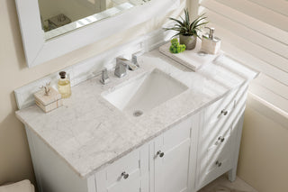 48 Inch Palisades Freestanding Vanity in Bright White / Carrara White Top