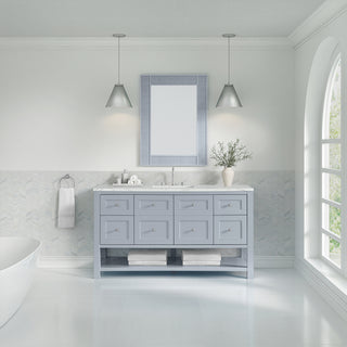 60 Inch Breckenridge Freestanding Vanity in Serenity Blue / Ethereal Noctis Top