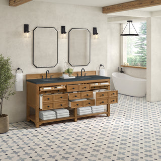 72 Inch Malibu Freestanding Vanity in Amber Birch / Charcoal Soapstone Top