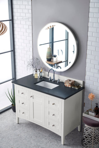 48 Inch Palisades Freestanding Vanity in Bright White / Charcoal Soapstone Top