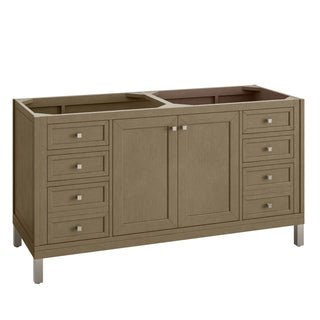 60 Inch Chicago Freestanding Vanity in Walnut Whisper / Parisien Bleu Top