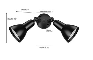 2-Light Security Flood Lights Powder Coated Black