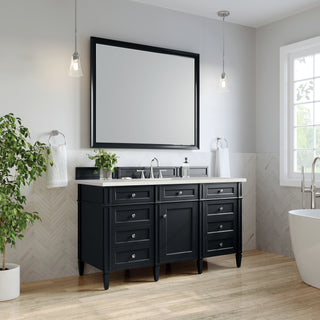 60 Inch Brittany Freestanding Vanity in Black Onyx / Lime Delight Top