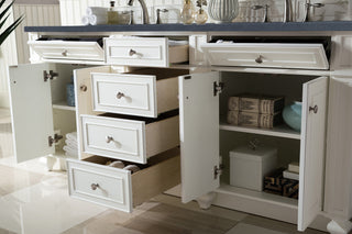 72 Inch Bristol Freestanding Vanity in Bright White / Charcoal Soapstone Top
