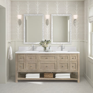 72 Inch Breckenridge Freestanding Vanity in Whitewashed Oak / White Zeus Top