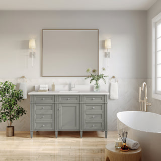 60 Inch Brittany Freestanding Vanity in Urban Gray / White Zeus Top