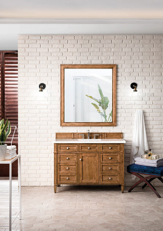 48 Inch Brittany Freestanding Vanity in Saddle Brown / White Zeus Top
