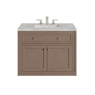 36 Inch Chicago Freestanding Vanity in Walnut Whisper / Victorian Silver Top