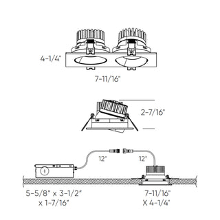 Double 3.5" Regressed Gimbal Downlight