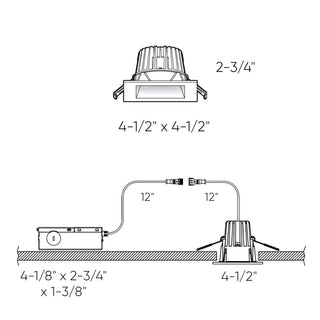 Square regressed recessed light 120-277V