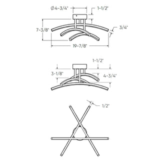 3 Curved Branch Flush Mount
