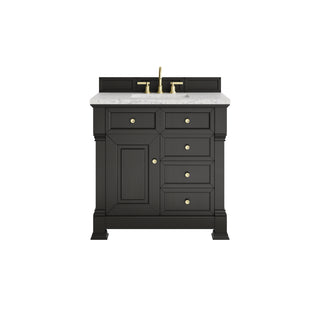 36 Inch Brookfield Freestanding Vanity in Black Onyx / Eternal Jasmine Pearl Top