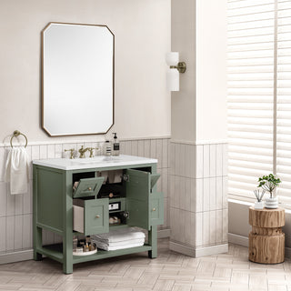 36 Inch Breckenridge Freestanding Vanity in Smokey Celadon / White Zeus Top
