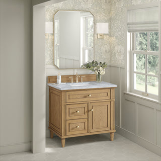 36 Inch Lorelai Freestanding Vanity in Light Natural Oak / Carrara White Top