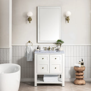 30 Inch Breckenridge Freestanding Vanity in Bright White / Carrara White Top