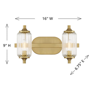 Holton 2-Light Bathroom Vanity Light in Warm Brass