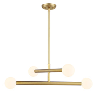 4-Light Chandelier in Natural Brass