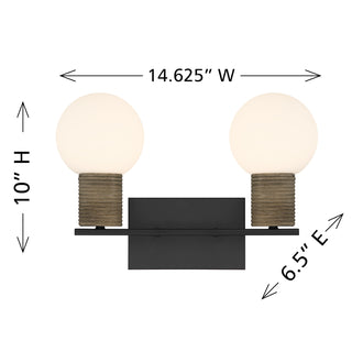 Jarrell 2-Light Bathroom Vanity Light in Matte Black