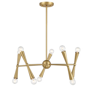 10-Light Chandelier in Natural Brass