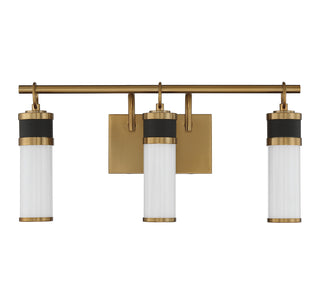 Abel 3-Light LED Bathroom Vanity Light in Matte Black with Warm Brass Accents