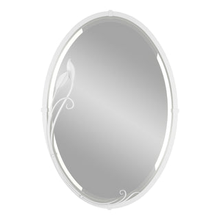 Beveled Oval Mirror with Leaf