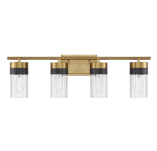 Brickell 4-Light Bathroom Vanity Light in Warm Brass and Black