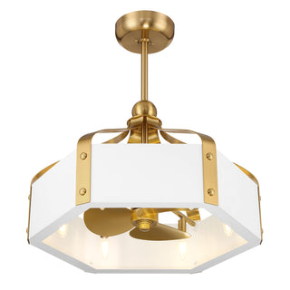 Sheffield 6-Light LED Fan D'Lier in White with Warm Brass Accents