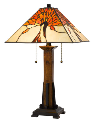 23" Height dark bronze resin lamp with square Tiff