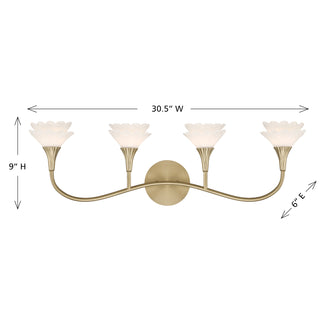 Florena 4-Light Bathroom Vanity Light in Noble Brass by Breegan Jane