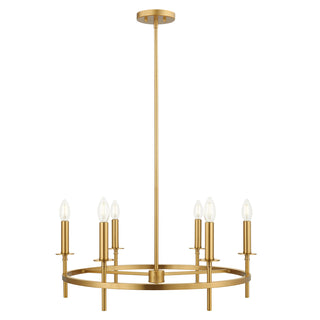 6-Light Chandelier in Natural Brass