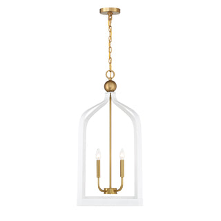 Sheffield 4-Light Pendant in White with Warm Brass Accents