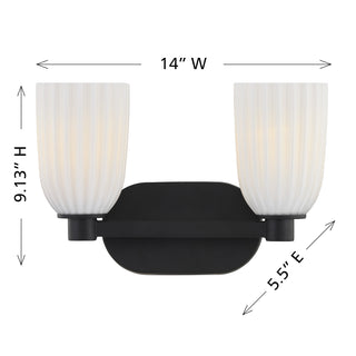 Baldwin 2-Light Bathroom Vanity Light in Matte Black