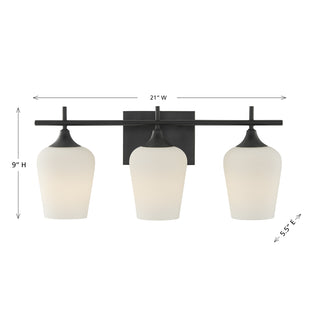 Octave 3-Light Bathroom Vanity Light in Matte Black