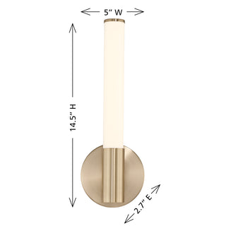 Connor 14" Mini Tube LED Cylinder Vanity Light in Brass