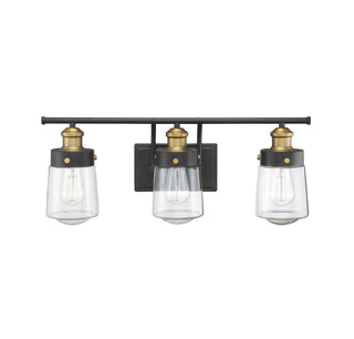 Macauley 3-Light Bathroom Vanity Light in Vintage Black with Warm Brass