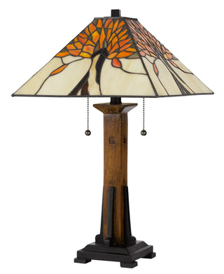 23" Height dark bronze resin lamp with square Tiff