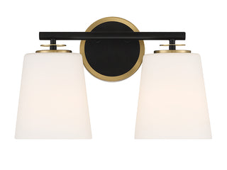 2-Light Bathroom Vanity Light in Matte Black and Natural Brass