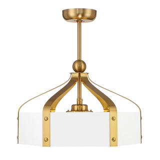 Sheffield 6-Light LED Fan D'Lier in White with Warm Brass Accents