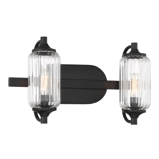 Holton 2-Light Bathroom Vanity Light in Matte Black