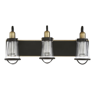 Lansing 3-Light Bathroom Vanity Light in English Bronze and Warm Brass